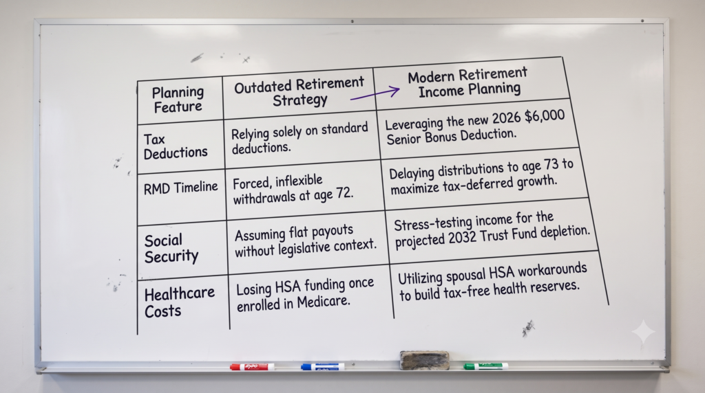 Is your retirement income plan outdated today graphic (made with Gemini)